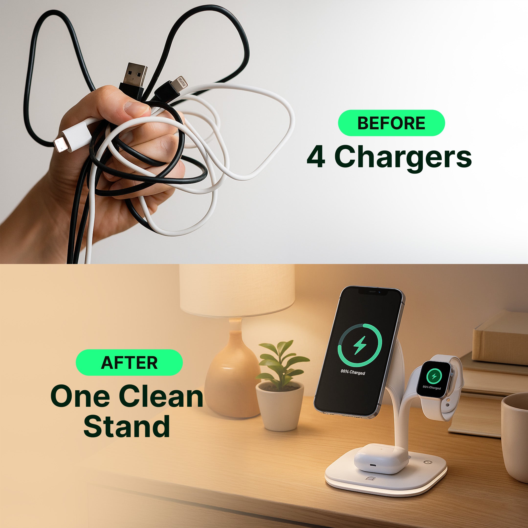 5-in-1 Magnetic Wireless Charger Stand for iPhone, Apple Watch, and AirPods