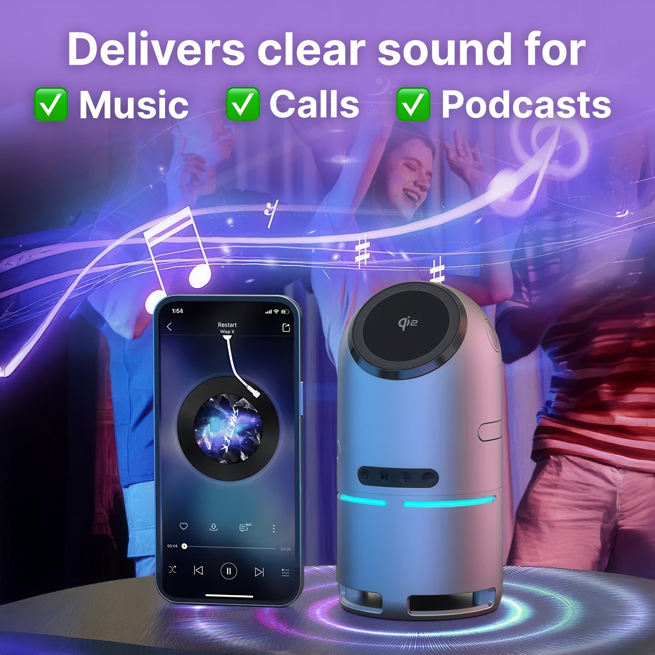 4-in-1 MagSafe Wireless Charging Station with Bluetooth Speaker Qi2