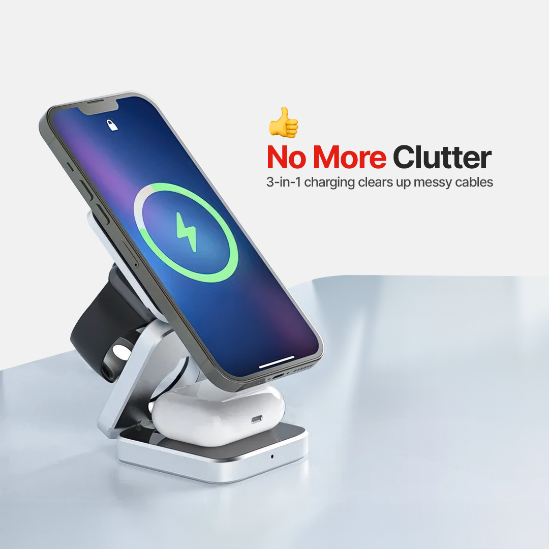 ChargeDeck 3-in-1 Foldable Wireless Station - For Apple & Android