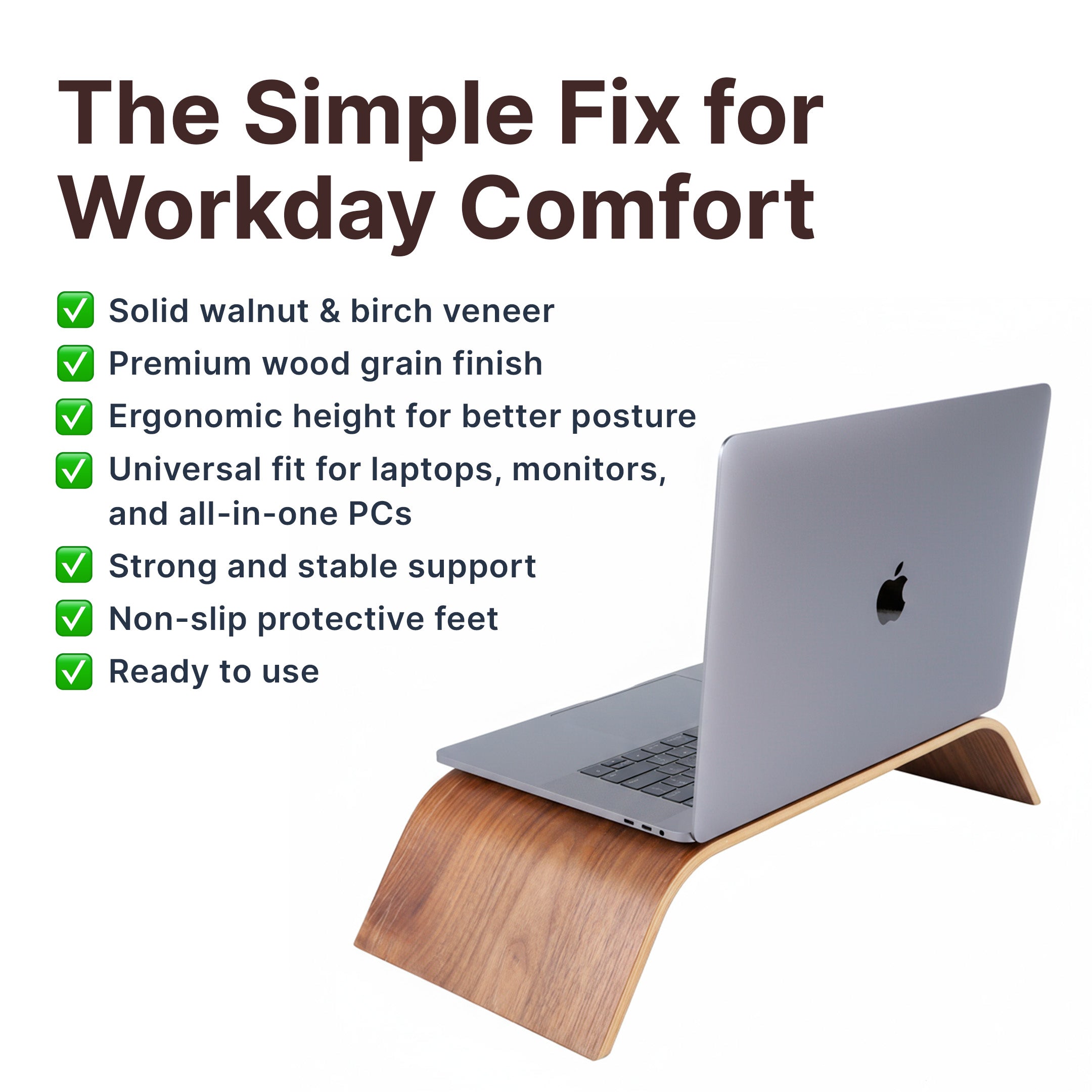 Ergonomic Wooden Monitor Stand